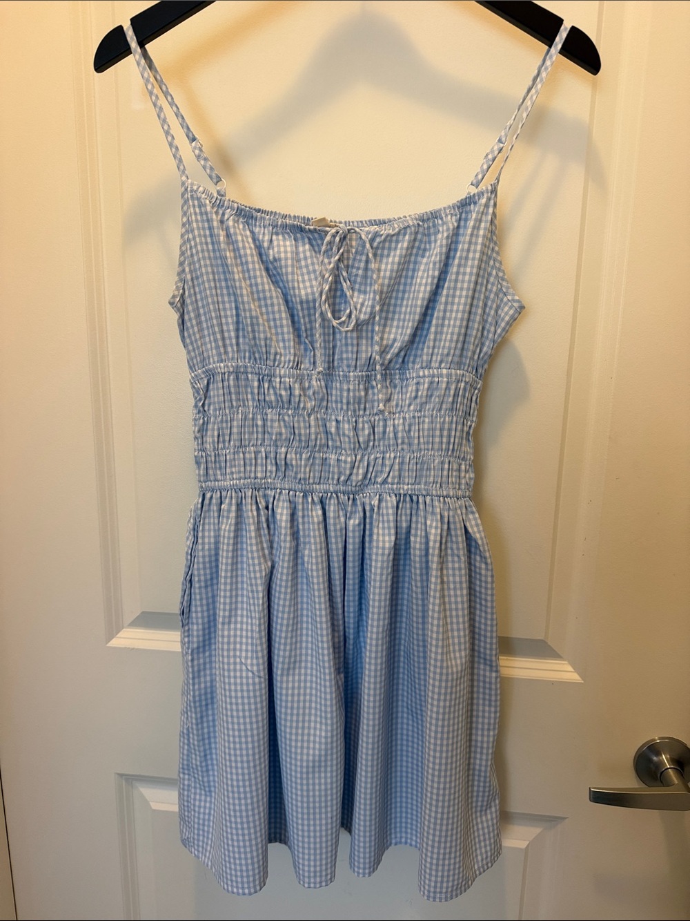 Girls' Blue Gingham Smocked Spaghetti Strap 👗